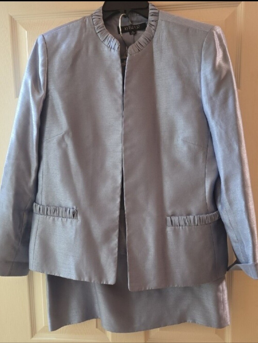 Light Blue Women's Skirt Suit Jacket Set [Kasper, Size 16]